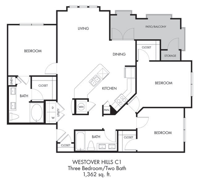 3BR 2BA (1362 SF) 09202 floor plan